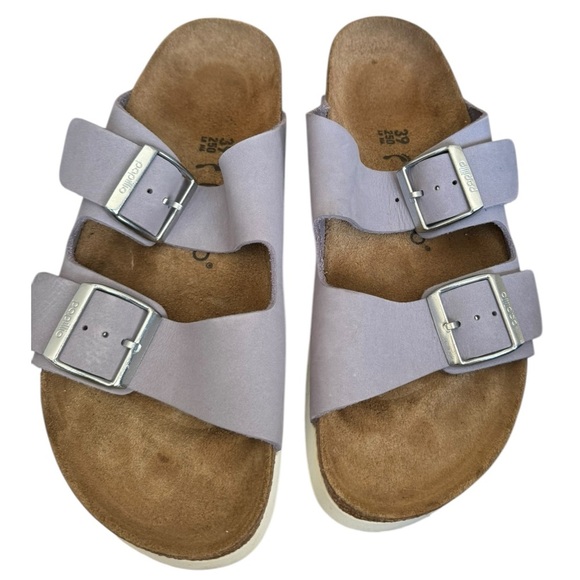 Birkenstock Papillio Arizona Platform Nubuck Leather - Purple Fog 39 - Picture 3 of 8